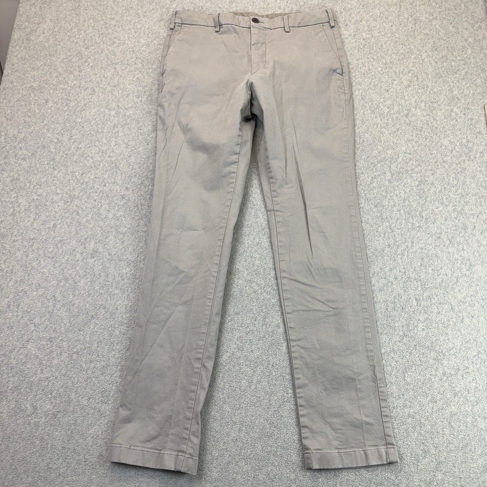 Uniqlo Men's Slim-Fit Chino Pants Gray Beige Stretch Cotton 33x34